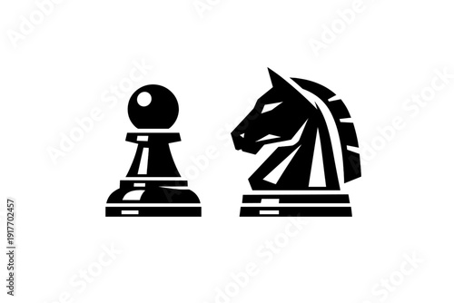 A minimalist black and white line drawing depicts two figures interacting across a desk or counter. The simple sketch uses high contrast to show a professional or service scene.