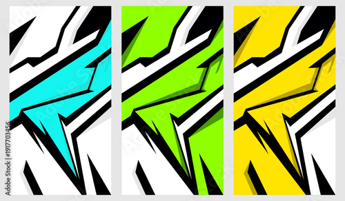 Vibrant lightning bolts in cyan green yellow decal a6