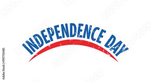 Independence Day patriotic icon, distressed text on red arc, vector illustration isolated on transparent background