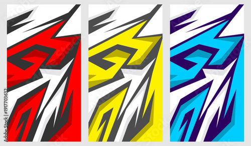 Vibrant decal stickers in red, yellow, and blue on white background