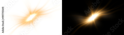 Bright orange explosion effect with radiant light burst against dark background in digital illustration style