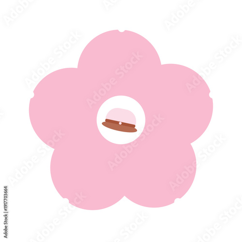 桜の花の入学アイコン　学帽の春バッジ（シンプル）