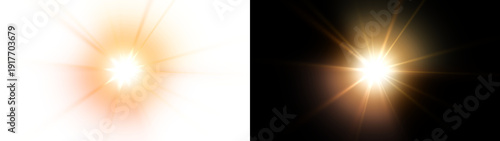 Photos Digital star PNG burst with golden light and glowing sun rays, bright flare and sparkle overlay on transparent background
