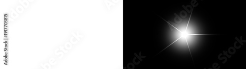 Sunbeam light effect on transparent background. Special optical lens flare with bright white rays and sunshine.
