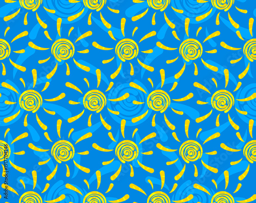 The Seamless blue background with bright sun.