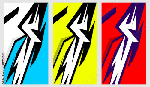 Vibrant decal stickers in blue, yellow, and red colors displayed
