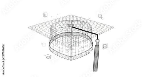 Graduation cap academic success concept sketch