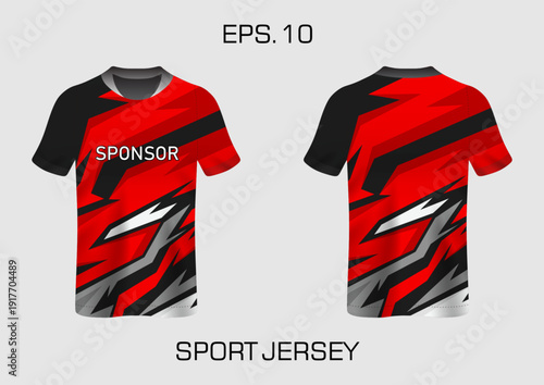 Red Sport Jersey with Black Sleeves.