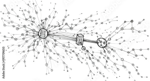 Molecular bond network scientific research sketch