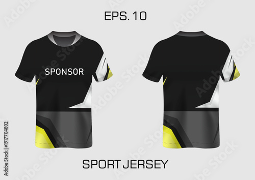 Black Sport Jersey with Sponsor Logo Design.