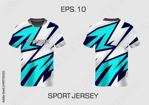 Sport Jersey with Turquoise and Navy Design.