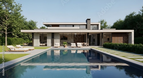 Wallpaper Mural Modern house with large swimming pool and beautiful garden Torontodigital.ca