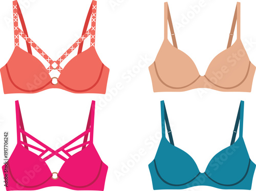 Colorful bras in different styles and colors lingerie women's underwear fashion