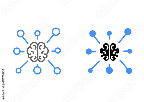 Mind Mapping and Neural Connectivity Icon Line art Vector Illustration