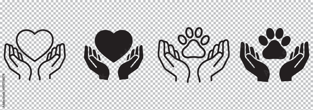 Fototapeta premium Environmental protection pictogram set, people recycling and planting trees, eco conservation concept, sustainability awareness symbols, green earth care vector icons