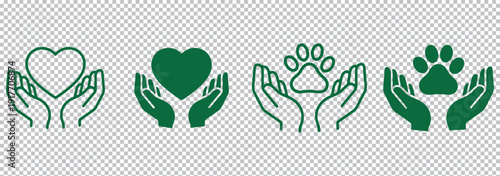Environmental protection pictogram set, people recycling and planting trees, eco conservation concept, sustainability awareness symbols, green earth care vector icons