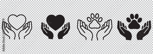 Environmental protection pictogram set, people recycling and planting trees, eco conservation concept, sustainability awareness symbols, green earth care vector icons