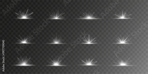 Radiant flare light with glowing rays illuminates abstract backgrounds. Sparkling highlights create magical visual effects. Perfect vector overlay for posters, web graphics, or digital art.