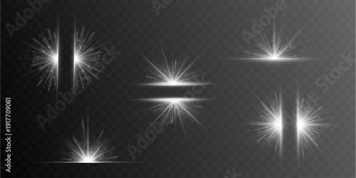 Abstract light rays flare across dark backgrounds with sparkling magic. Glowing highlights create radiant vector overlays. Perfect for festive, futuristic, or elegant compositions.