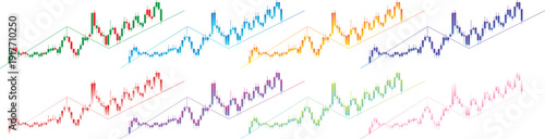 Colorful Candlestick Stock Market Trend Chart Set