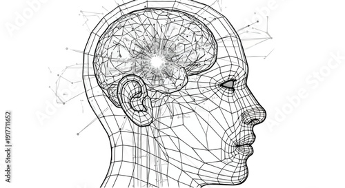 Human brain cognitive neural network medical sketch