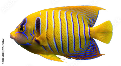 Foto Isolated regal angelfish underwater marine fish, tropical coral reef colorful aq