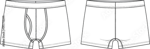 Black and white of men's boxer shorts front and back men's underwear fashion clothing