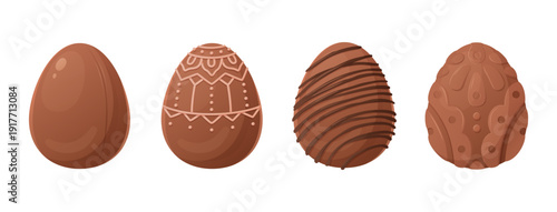 Chocolate easter egg illustration set