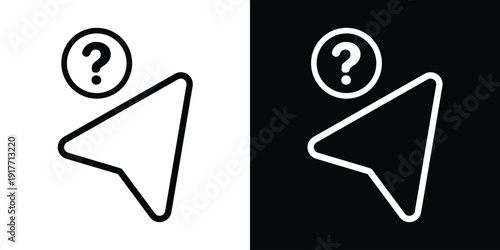 Mouse cursor pointer icon with a question mark, symbolizing help, support, FAQs, and information search in web design.