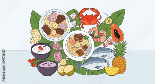 Healthy Breakfast Options Fruits, Yogurt, Oatmeal, Seafood, and Tropical Delights