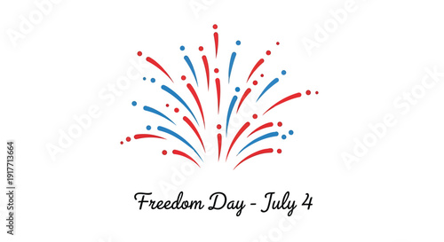 Independence day vector graphic, Freedom Day - July 4 illustration with firework explosion, patriotic celebration symbol.