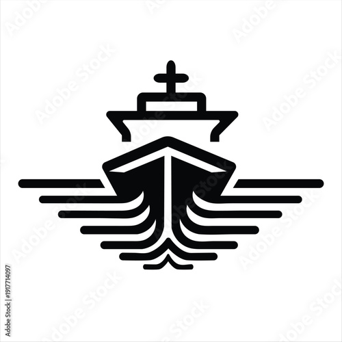 Clean black and white vector logo design for marine business logistics and shipping services.