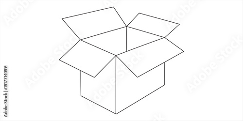 box, cardboard, open, empty, container, package, shipping, storage, moving, delivery, carton, isometric, line, art, drawing, illustration, simple, minimalist, icon, symbol, vector, square, flap, paper