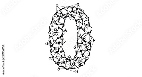 Technical number zero geometric sketch art illustration