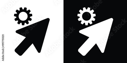 Navigation arrow pointer icon with a gear cog symbol, representing navigation settings, map configuration, or preferences.