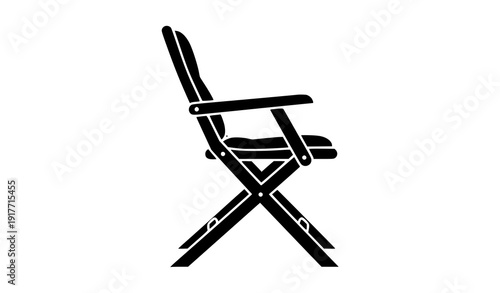 Folding chair black silhouette vector icon