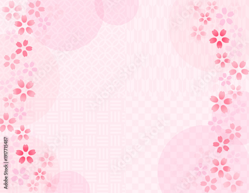 春のイラスト素材　桜舞う綺麗なフレーム　4