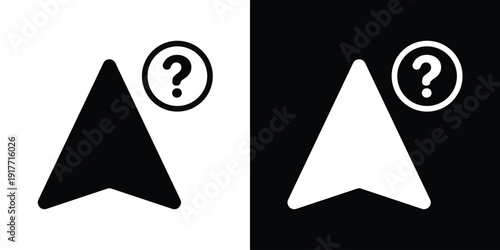 Mouse cursor pointer icon with a question mark, symbolizing help, support, FAQs, and information search in web design.