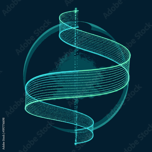 Glowing Blue Spiral Design Element.