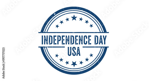 Independence Day USA stamp icon, patriotic seal with stars and text, vector illustration isolated on transparent background