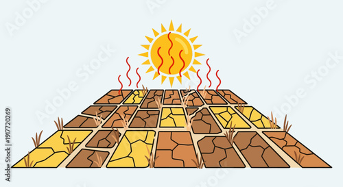 Parched earth with sun heat