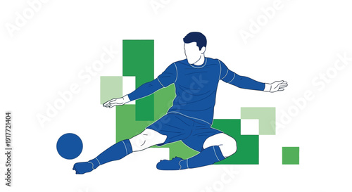 Soccer Player Kicking Ball in Action.