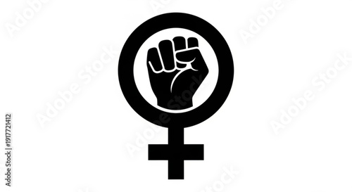 Female empowerment symbol with raised fist in black