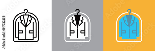 クリーニング済みジャケットのシンプルなラインアイコン