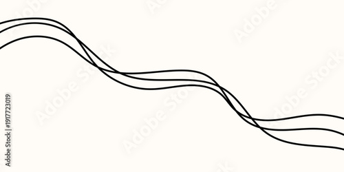 Line cable drawing for squiggle curve long and abstract tangle thin Wavy curvy thread for black pattern line and squiggly wire doodle Line design divider for squiggle horizontal cable and curve