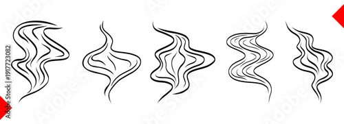 Steam line heat with smell smoke doodle for icon coffee logo. Scent bad aroma with tea cook vector for hot illustration fart. Cooking vapour steam with handwriting smell flame for smoke effect flow