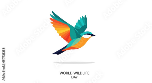 Vibrant bird in flight world wildlife day celebration