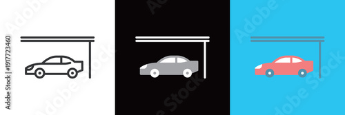 カーポートに車が止まっているアイコン