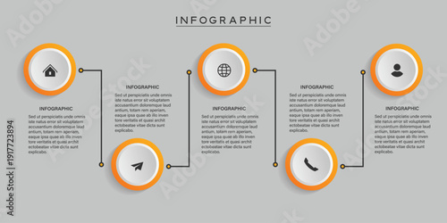 Minimalist 5 Steps Zigzag Timeline Infographic Template for Project Progress
