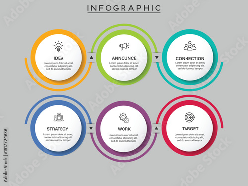 6 options circular flow infographic layout for business workflow or strategy